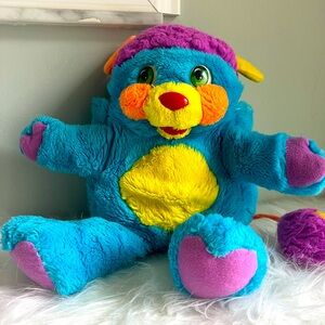 Vintage 1980s Large sized blue POPPLE stuffed animal toy! Soft EUC